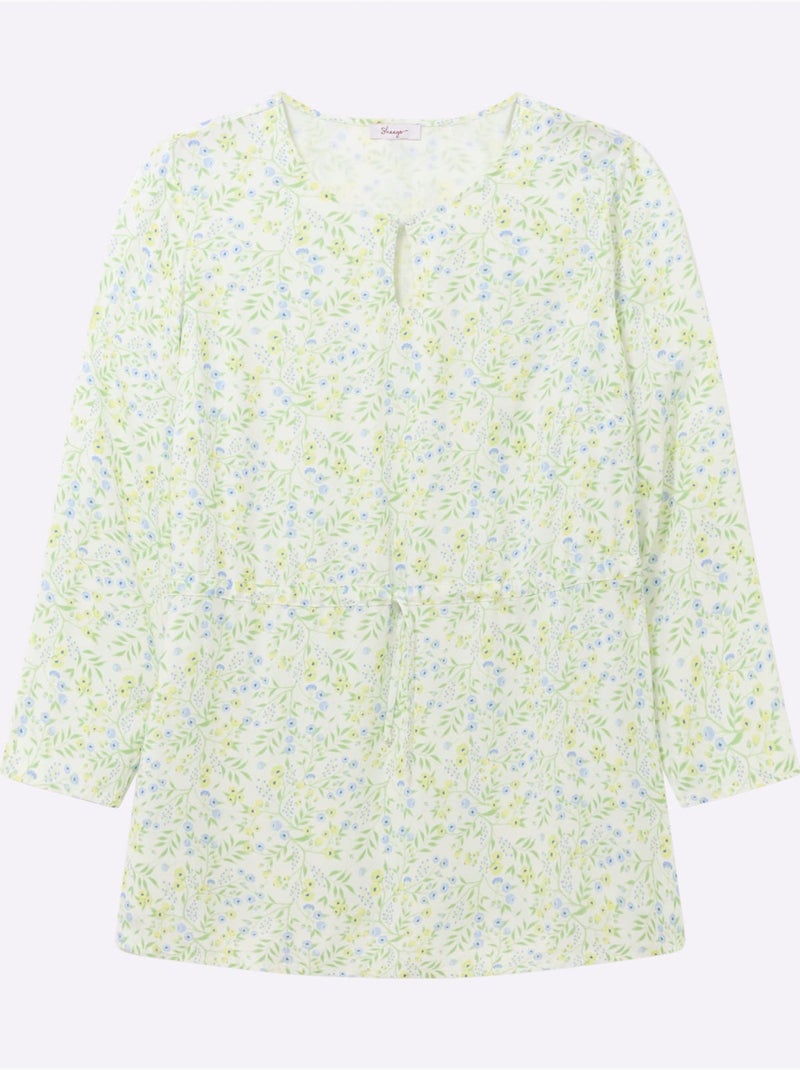Tunique à Fleurs - Taille Standard - Sheego Bleu Ecru - Kiabi