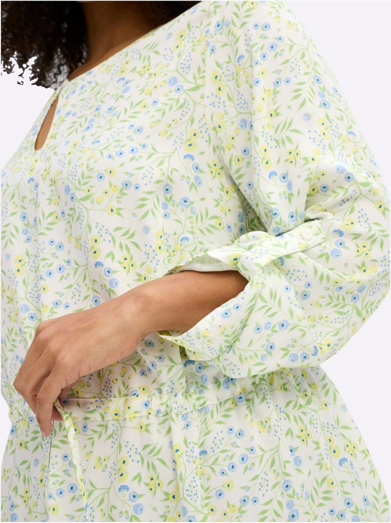 Tunique à Fleurs - Taille Standard - Sheego Bleu Ecru - Kiabi