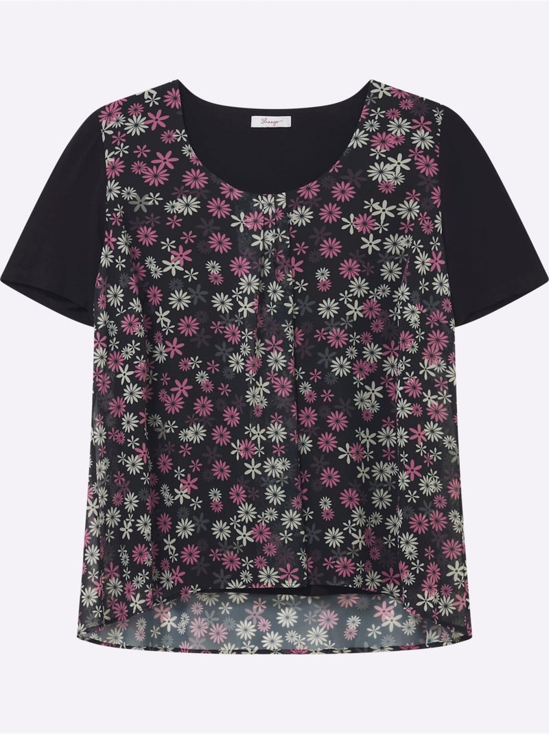 Tunique à Fleurs - Taille Standard - Sheego Noir Rose - Kiabi