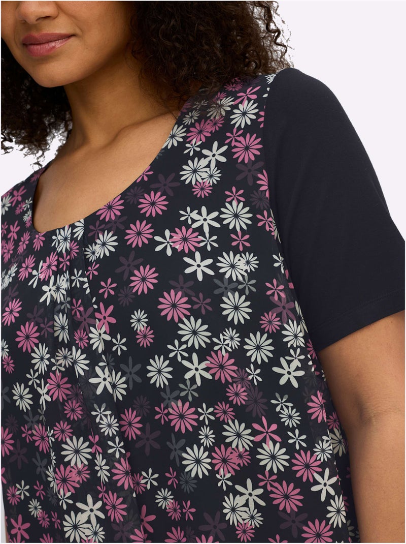 Tunique à Fleurs - Taille Standard - Sheego Noir Rose - Kiabi