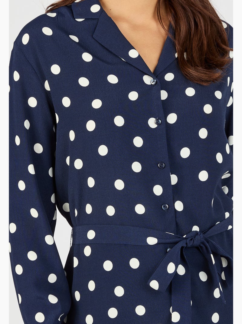 Tunique à pois en pure viscose - Damart Bleu - Kiabi