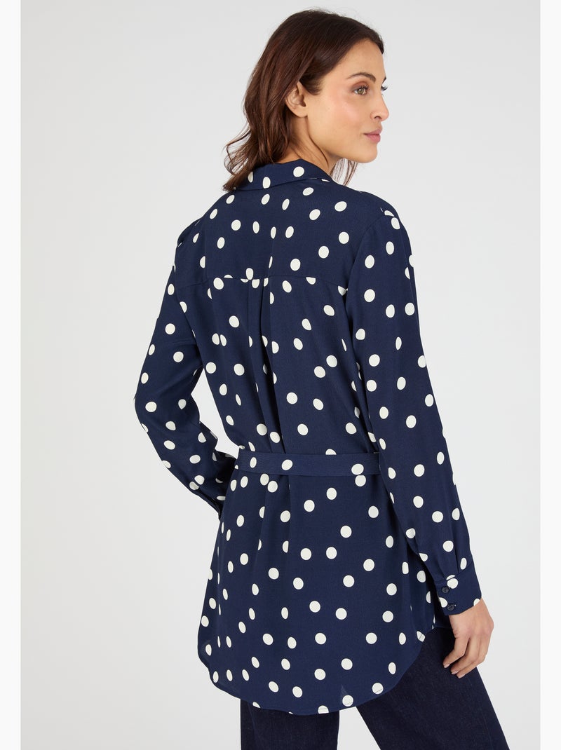 Tunique à pois en pure viscose - Damart Bleu - Kiabi