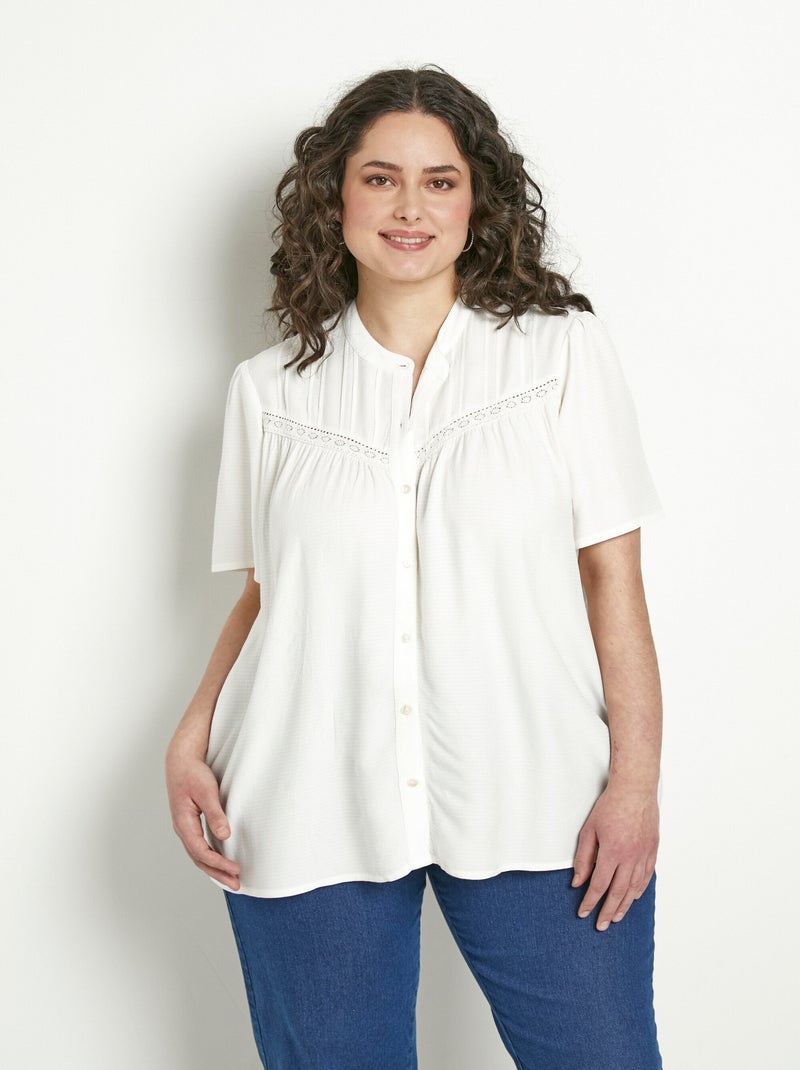 Tunique ample boutonnée galon macramé Ecru - Kiabi