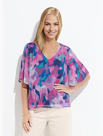 Tunique ample col V voile imprimé - Afibel