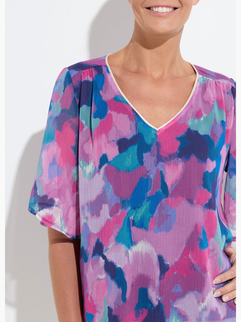 Tunique ample col V voile imprimé - Afibel Multicolore - Kiabi
