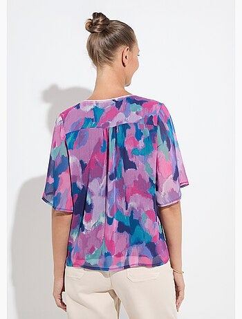 Tunique ample col V voile imprimé