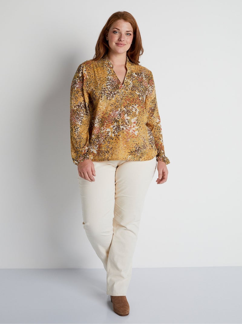 Tunique ample imprimée manches longues Beige - Kiabi