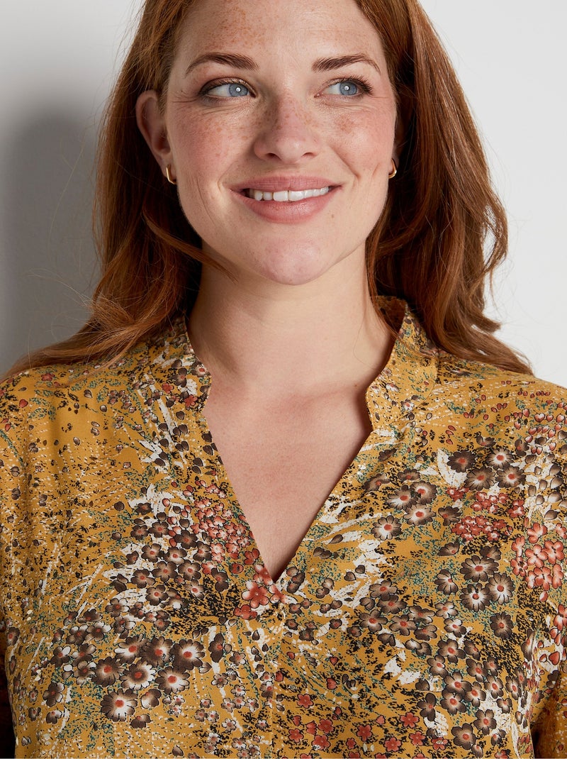 Tunique ample imprimée manches longues Beige - Kiabi