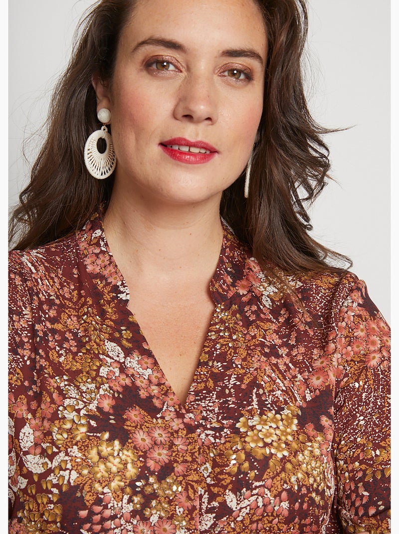 Tunique ample imprimée manches longues Violet - Kiabi