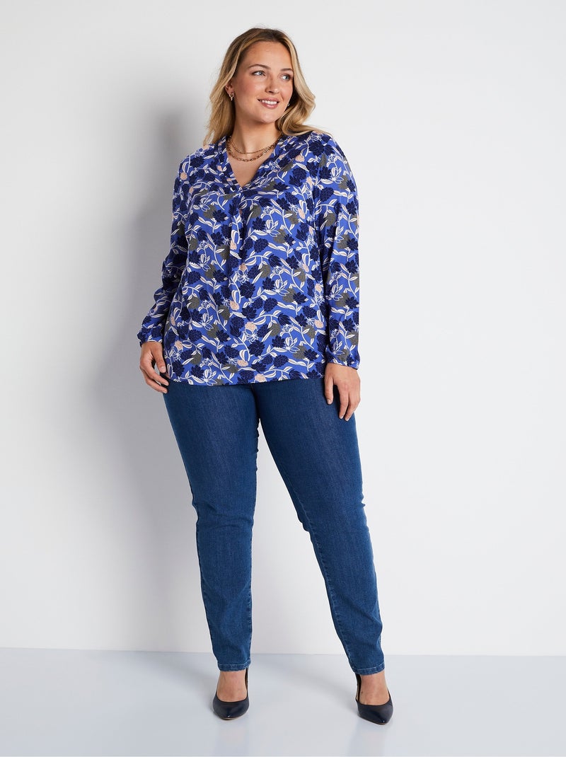 Tunique ample longue imprimé floral - Afibel Bleu - Kiabi