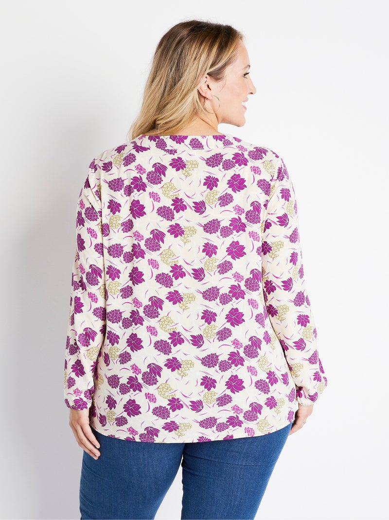 Tunique ample longue imprimé floral - Afibel Ecru - Kiabi