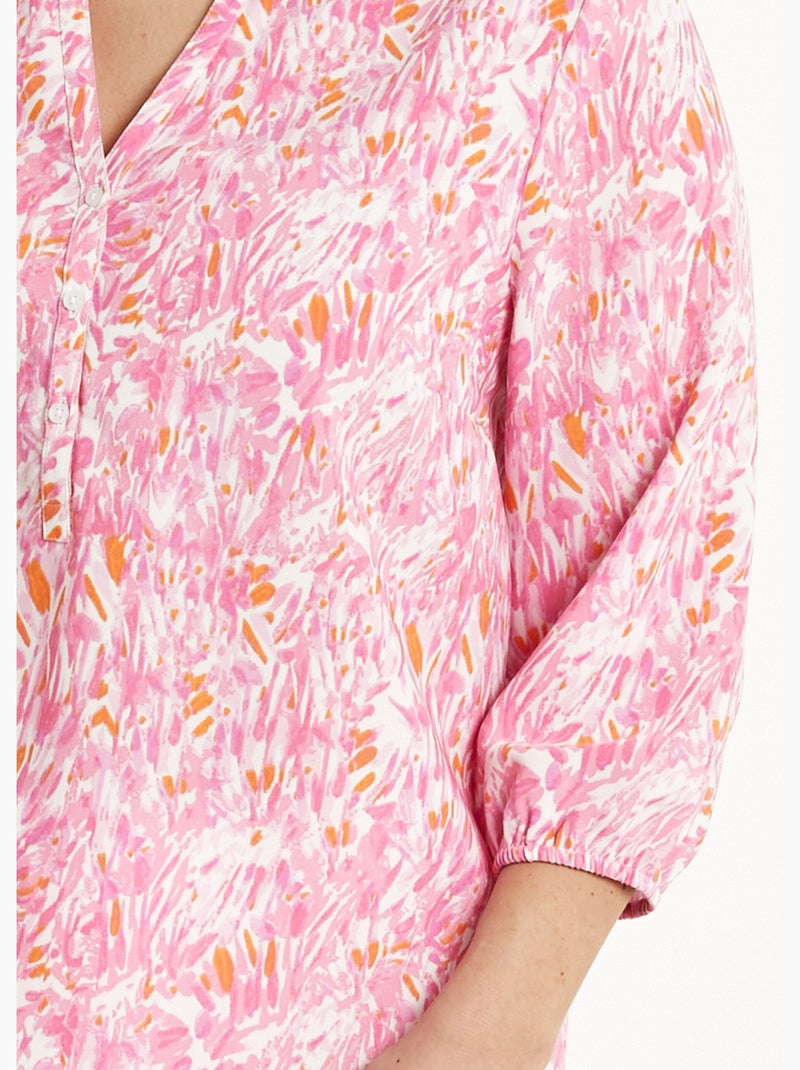 Tunique ample longue imprimée manches 3/4 - Afibel Rose - Kiabi