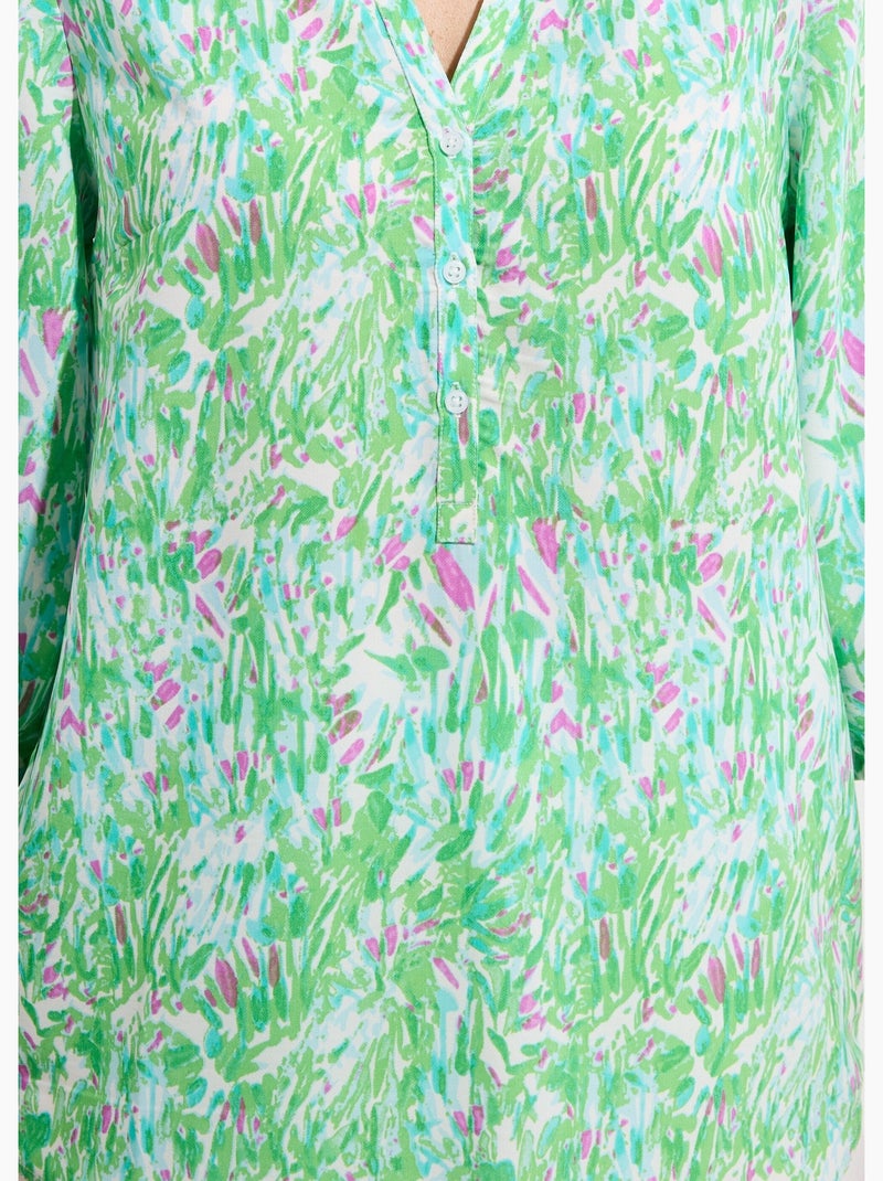 Tunique ample longue imprimée manches 3/4 - Afibel Vert - Kiabi