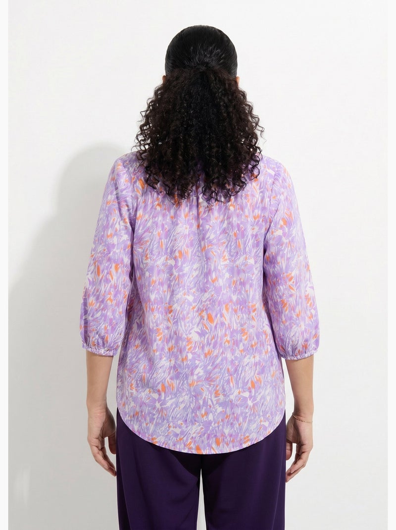 Tunique ample longue imprimée manches 3/4 - Afibel Violet - Kiabi