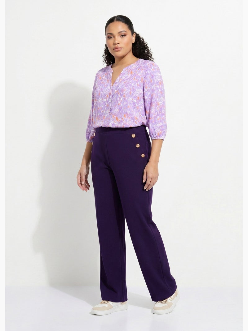 Tunique ample longue imprimée manches 3/4 - Afibel Violet - Kiabi