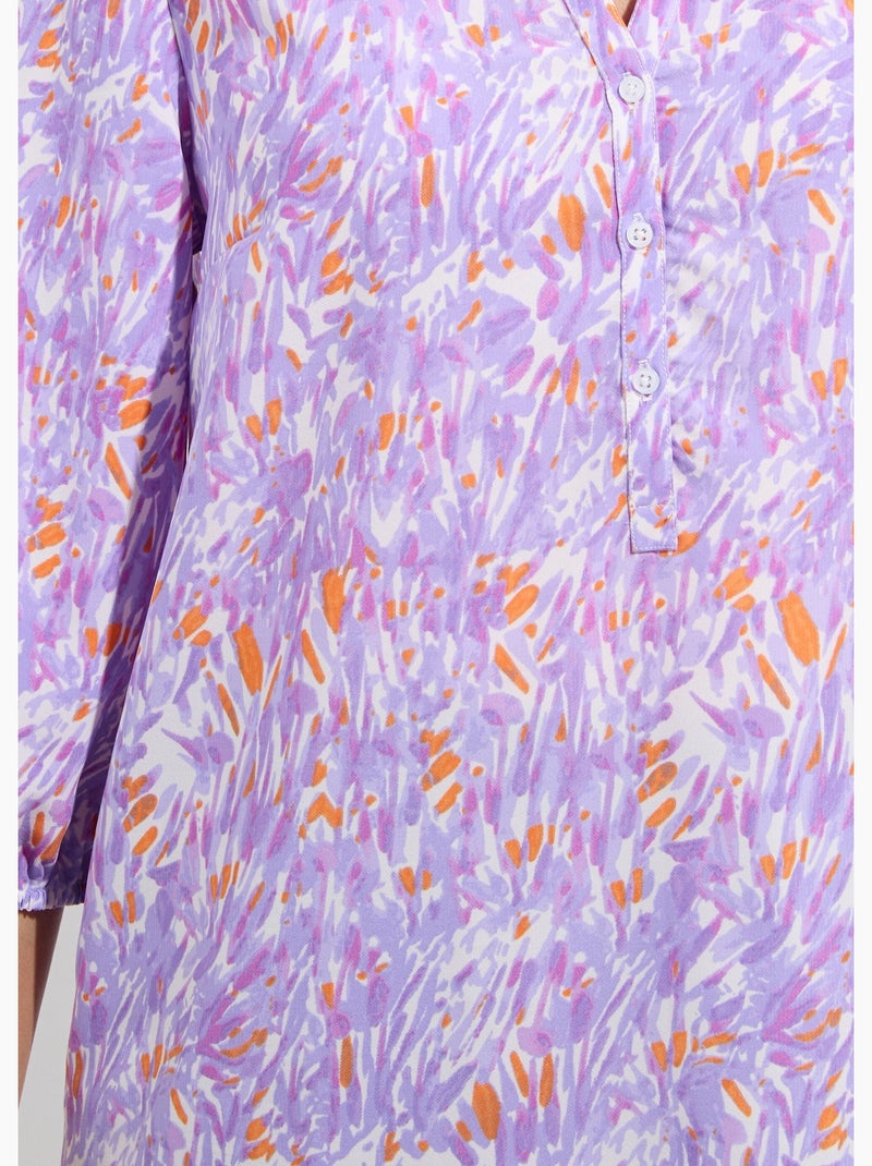 Tunique ample longue imprimée manches 3/4 - Afibel Violet - Kiabi