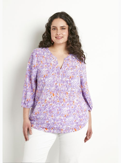 Tunique ample longue imprimée manches 3/4 - Kiabi