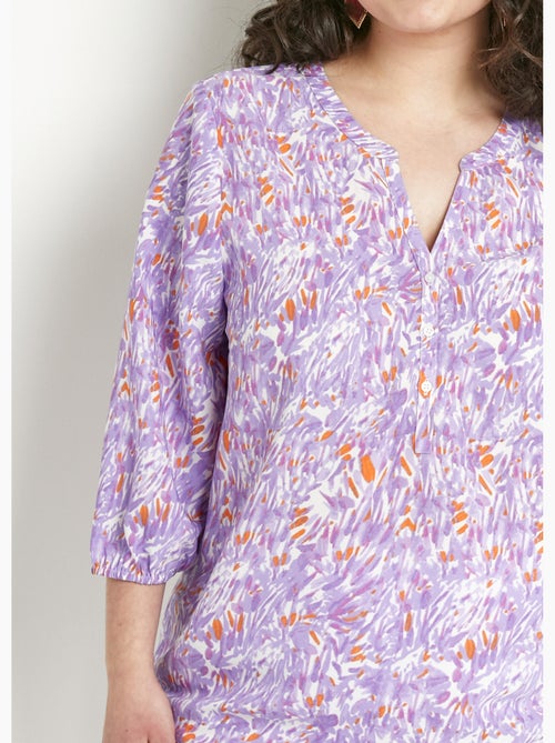 Tunique ample longue imprimée manches 3/4 - Kiabi