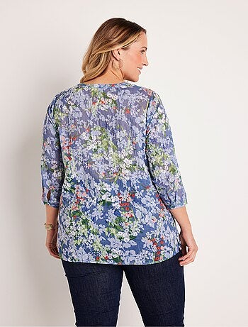 Tunique ample manches 3/4 fleurie