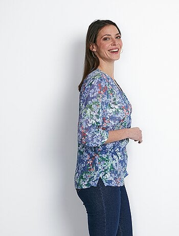 Tunique ample manches 3/4 fleurie