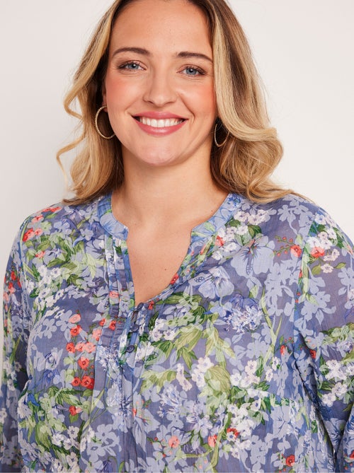 Tunique ample manches 3/4 fleurie - Kiabi