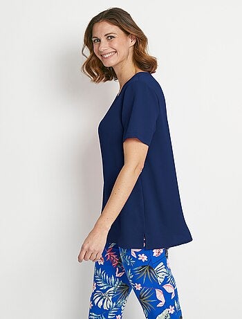 Tunique ample mi-longue en tissu crêpe