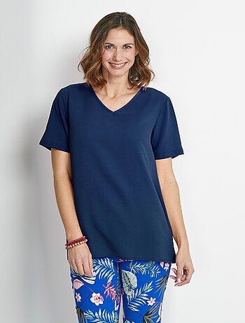 Tunique ample mi-longue en tissu crêpe