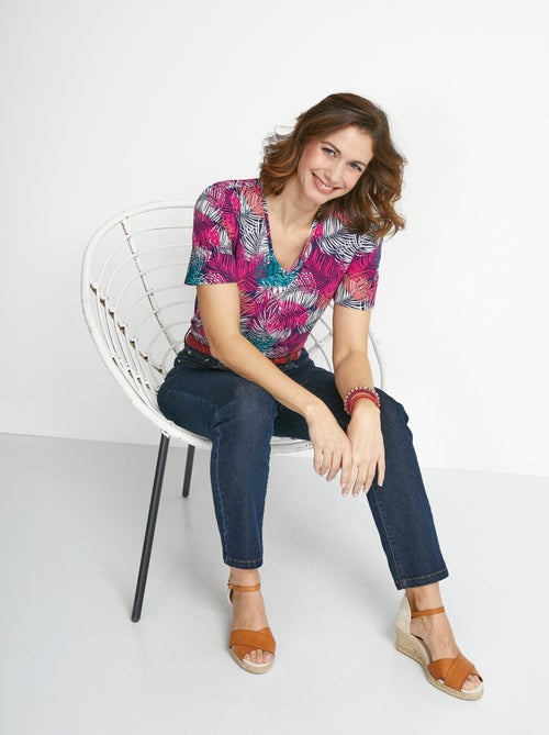 Tunique ample mi-longue en tissu crêpe - Kiabi