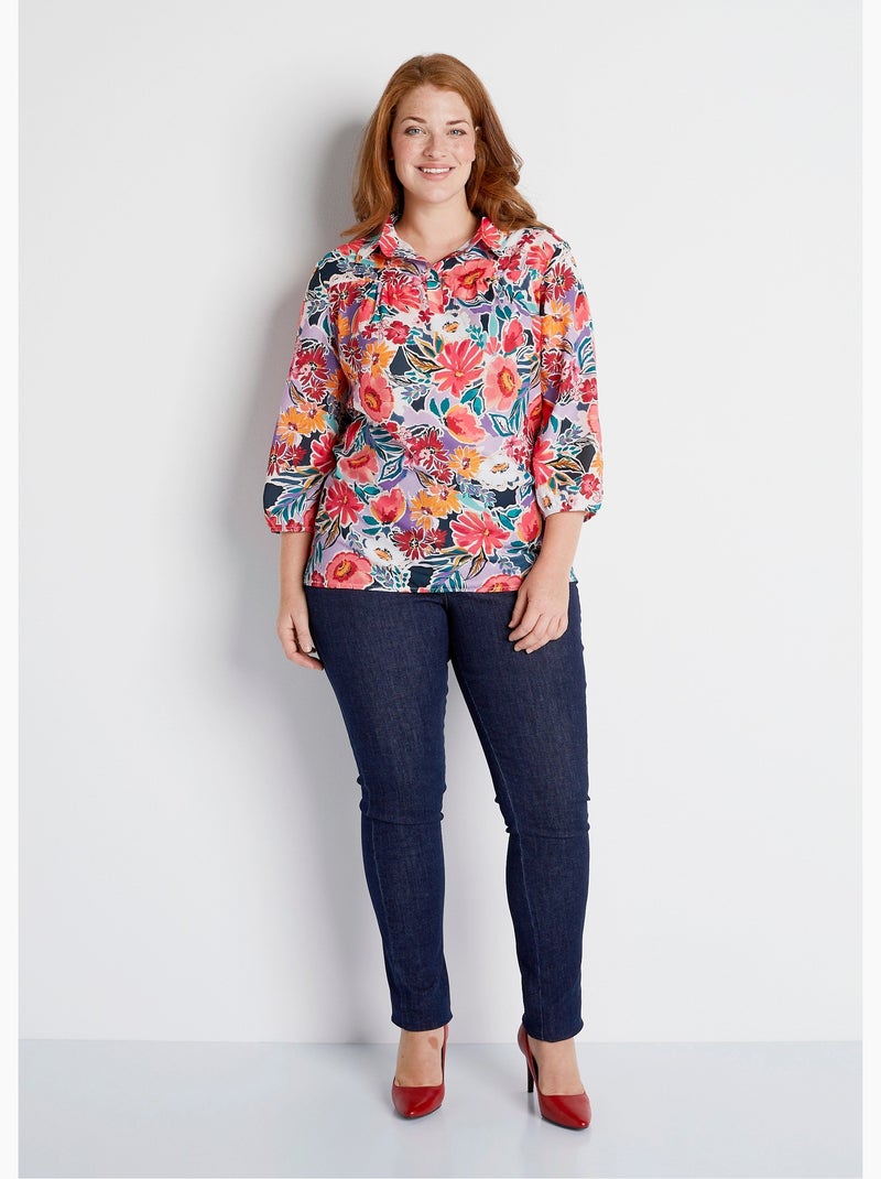 Tunique ample mi-longue imprimé fleuri Orange - Kiabi