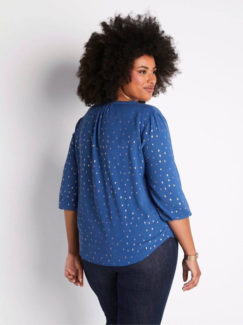 Tunique ample mi-longue manches 3/4 Bleu - Kiabi