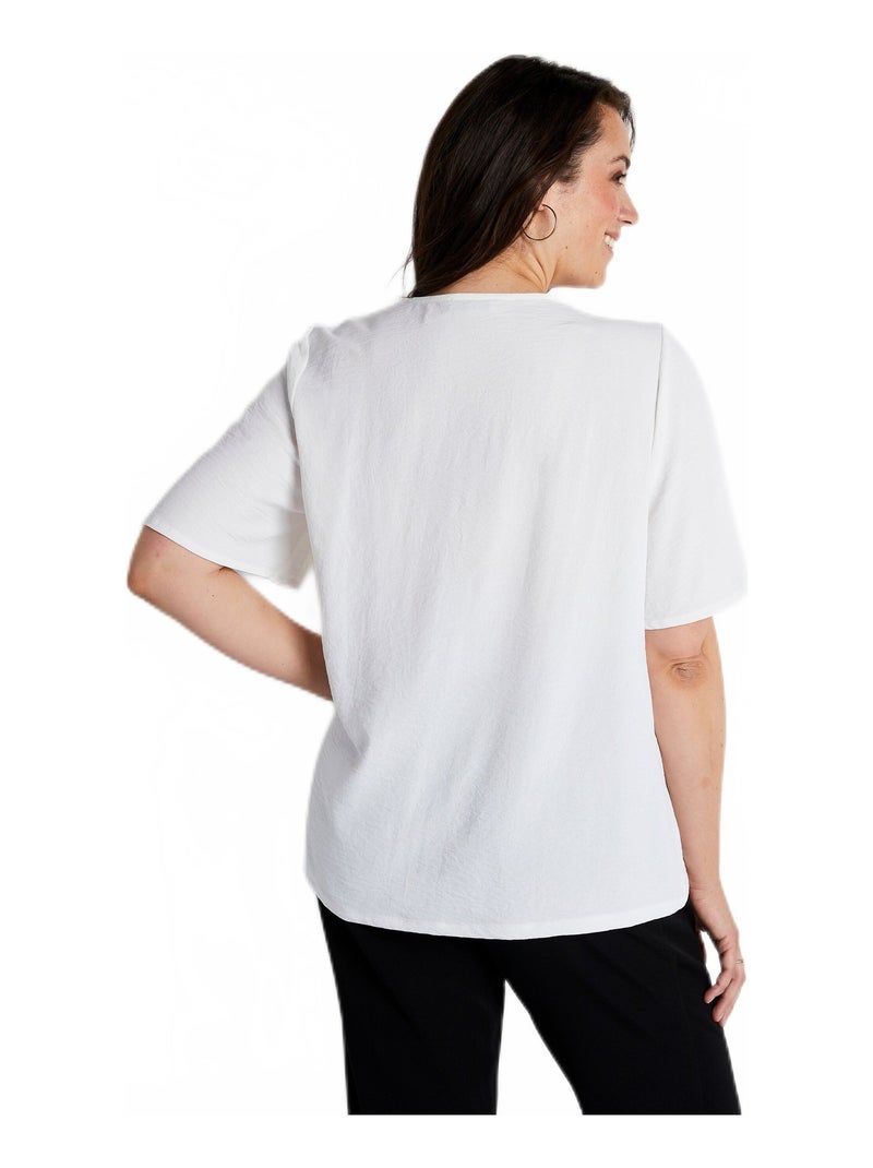 Tunique ample mi-longue manches papillon Blanc - Kiabi