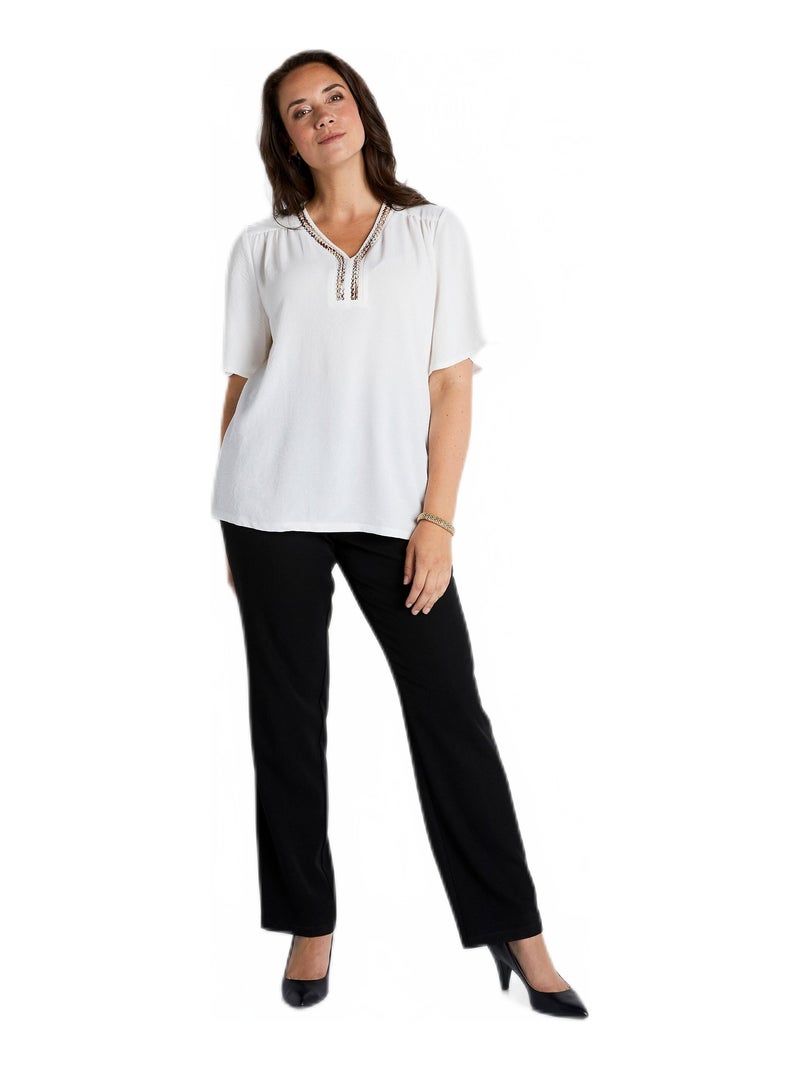 Tunique ample mi-longue manches papillon Blanc - Kiabi