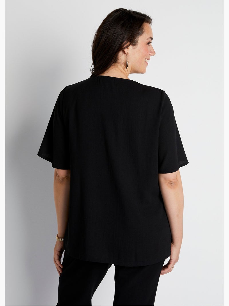 Tunique ample mi-longue manches papillon Noir - Kiabi