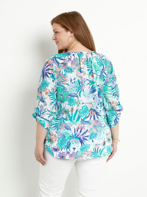 Tunique ample voile imprimé coton manches 3/4 - Afibel - Kiabi