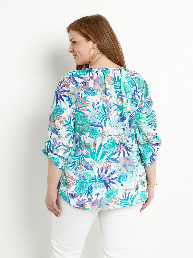 Tunique ample voile imprimé coton manches 3/4 - Afibel Multicolore - Kiabi