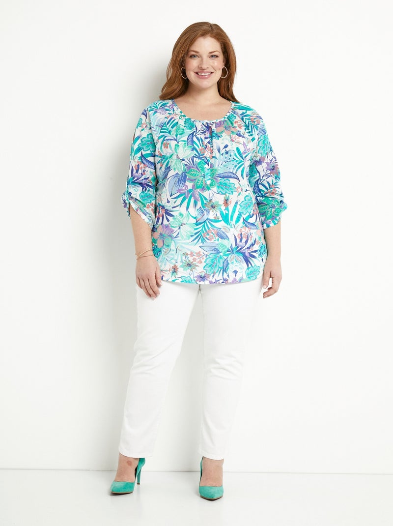 Tunique ample voile imprimé coton manches 3/4 - Afibel Multicolore - Kiabi