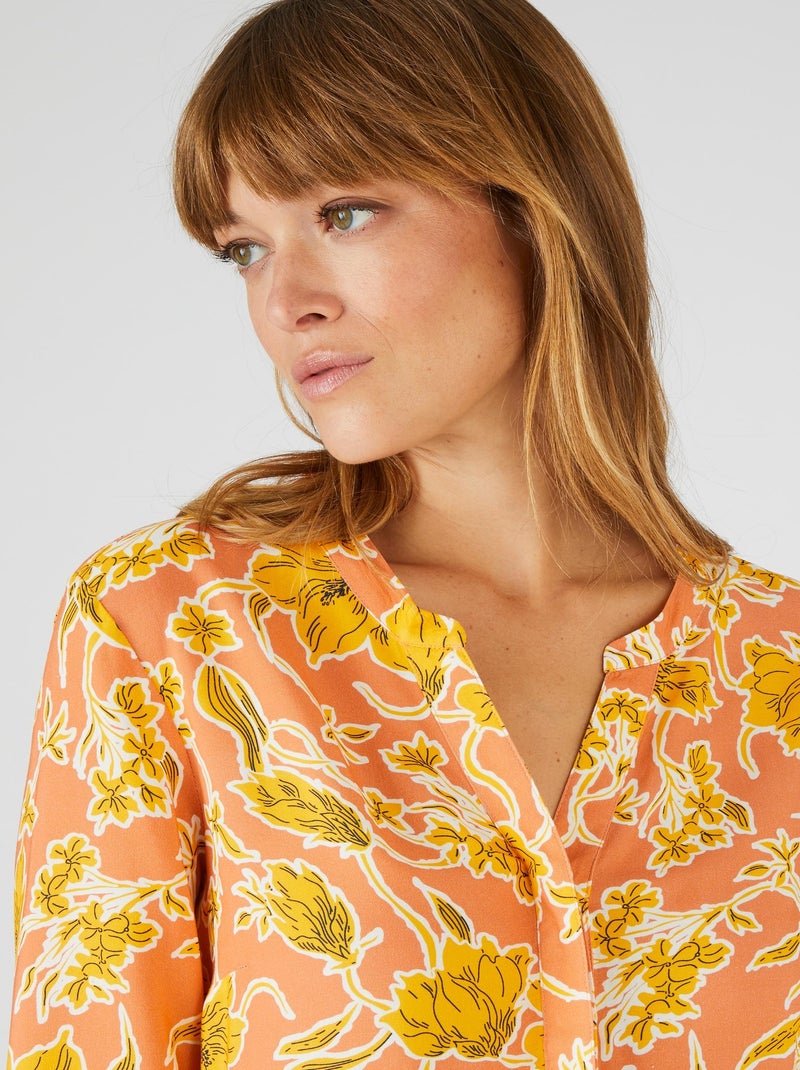 Tunique base volantée fleurie - Damart Orange - Kiabi