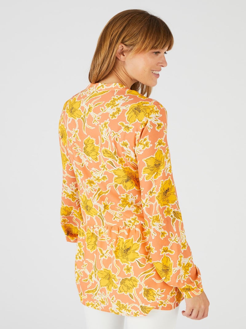Tunique base volantée fleurie - Damart Orange - Kiabi