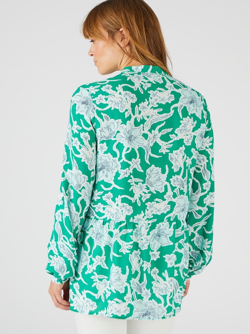 Tunique base volantée fleurie - Damart Vert - Kiabi