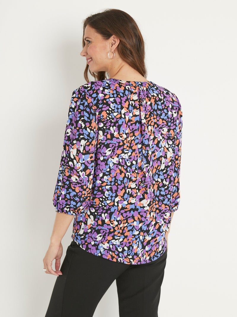 Tunique boutonnée ample longue - Afibel Violet - Kiabi