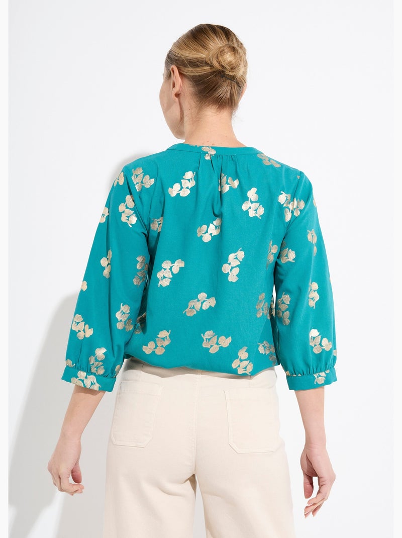 Tunique boutonnée ample longue manches 3/4 - AFIBEL Vert - Kiabi
