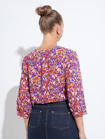 Tunique boutonnée ample longue manches 3/4