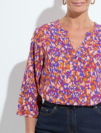 Tunique boutonnée ample longue manches 3/4