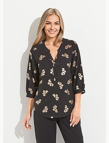 Tunique boutonnée ample longue manches 3/4