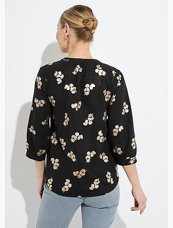 Tunique boutonnée ample longue manches 3/4