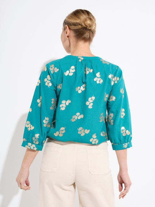 Tunique boutonnée ample longue manches 3/4 - Kiabi