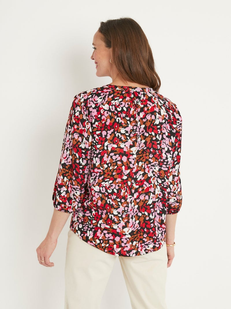 Tunique boutonnée ample longue Rose - Kiabi