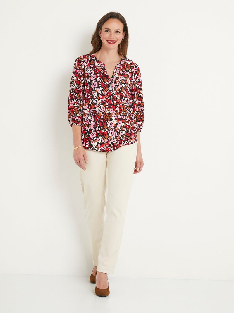 Tunique boutonnée ample longue Rose - Kiabi