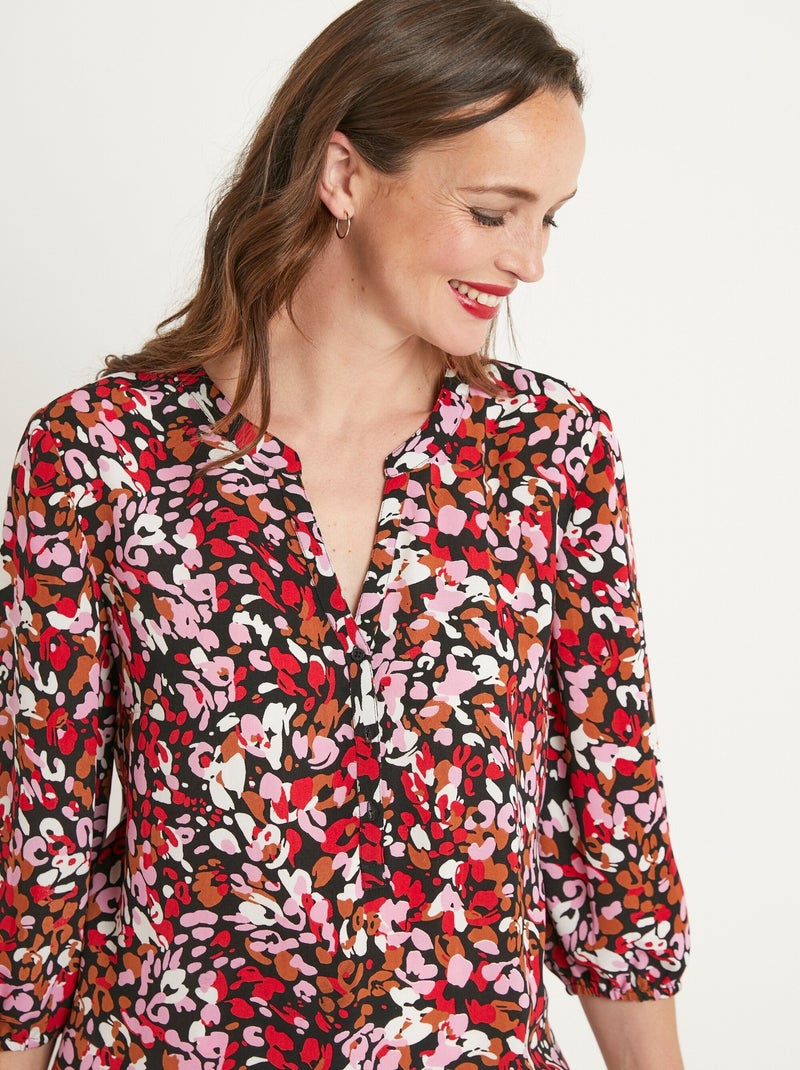 Tunique boutonnée ample longue Rose - Kiabi