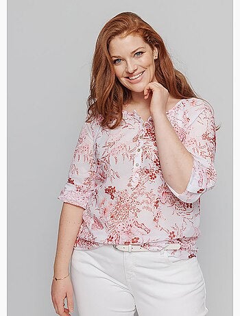 Tunique boutonnée ample voile imprimé - AFIBEL